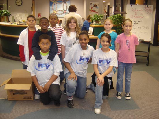 Holiday Food Drive Milken Festival for Youth participants from Greenbriar Elementary School get ready to collect items for the Holiday Food Drive.