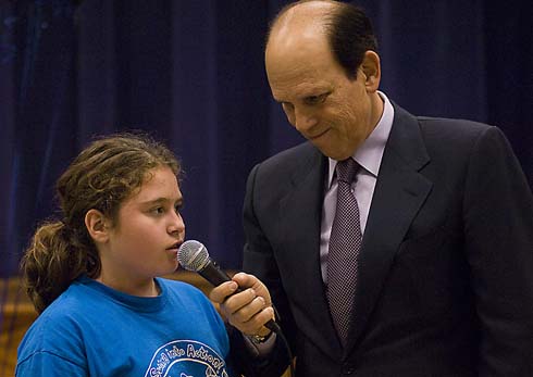 Armand Bayou Elementary School Christina, a fifth grader at Armand Bayou Elementary School, answers a question posed to her by Milken Family Foundation Co-Founder Michael Milken.