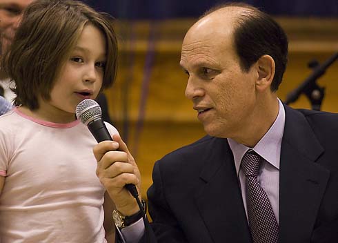 Armand Bayou Elementary School Wesley, a third grader at Armand Bayou Elementary School, answers a question from Milken Family Foundation Co-Founder Michael Milken.