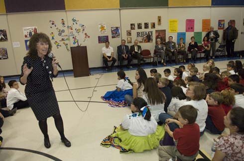 Horace Mann Dual Language Magnet School Dr. Jane Foley, senior vice president of the Milken Educator Awards, tells Horace Mann students why she has come to their school: to honor one of their outstanding educators with a special Award.