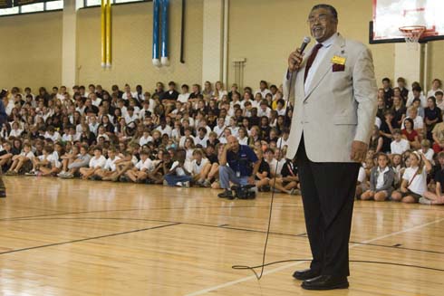 Louisiana State University Laboratory School 'You have the skills and talents to win as a team,' says football legend Rosey Grier to the students and staff at Louisiana State University Laboratory School.