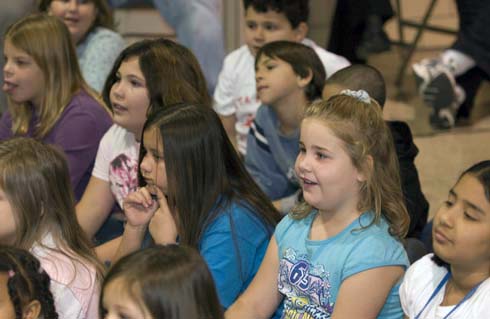 Washington Elementary School Washington Elementary students listen attentively to the speakers at the assembly.