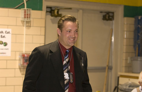 Washington Elementary School A humbly surprised Jason Plourde, principal of Washington Elementary School and the unwitting organizer of his own awards ceremony, steps forward to accept a $25,000 Milken Educator Award.