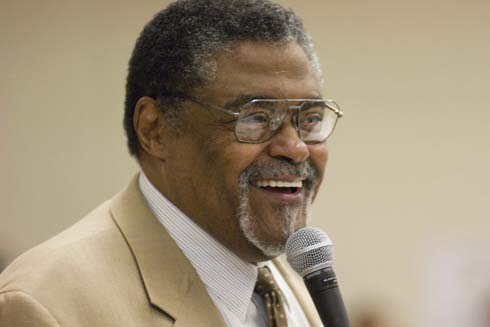 West Avenue Elementary School Football legend Rosey Grier tells the young students of West Avenue Elementary to repeat after him: 'I am going to fly. I have the mind to fly. And I have the teachers to help me.'