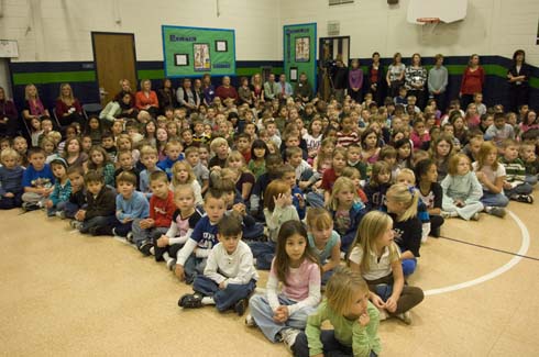 Daniel Young Elementary School Students gather in the Daniel Young Elementary School gym for a special schoolwide assembly.