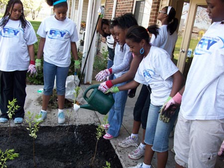 MFFY Monthly Activities Milken Festival for Youth participants from Greenbriar Elementary School spruced up their community by creating a garden.